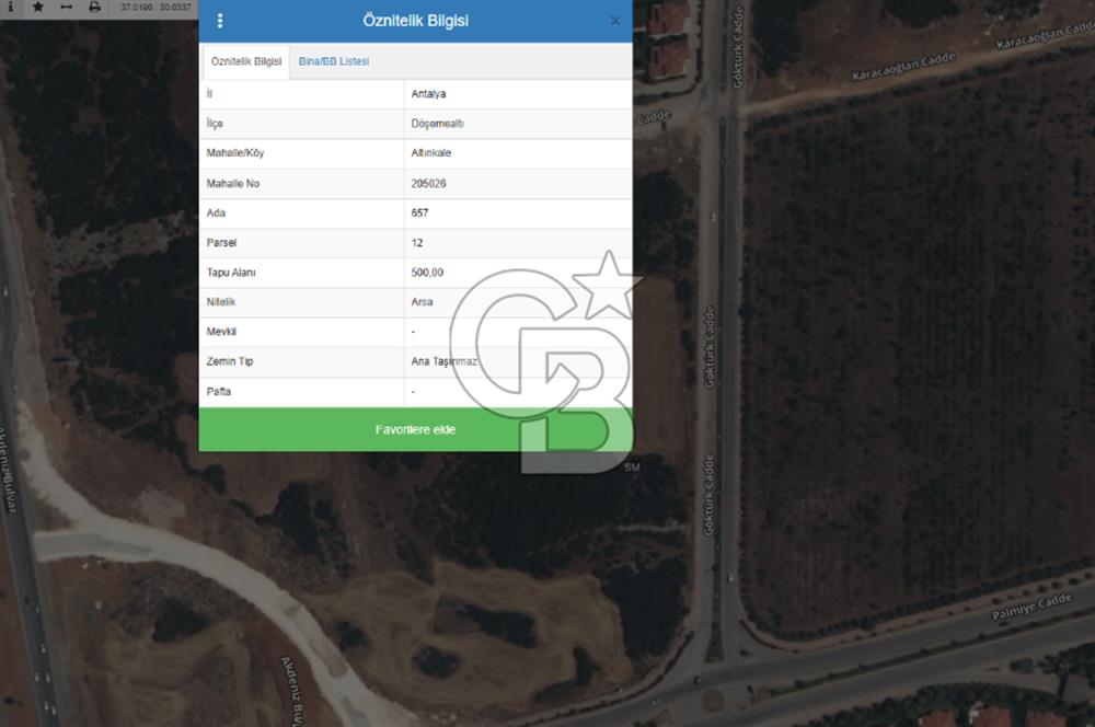 DÖŞEMEALTI ALTINKALE'DE 1000 M2 SATILIK ARSA
