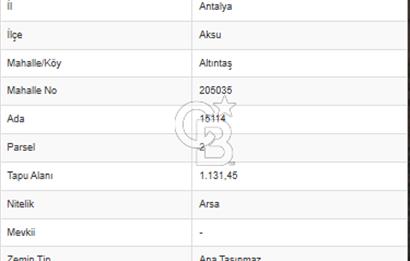 ALTINTAŞ'TA YATIRIMA UYGUN TİCARİ SATILIK ARSA