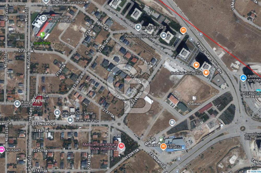 İNCEK BULVAR LOFT ARKASI KÖŞE PARSEL 603 M² SATILIK ARSA