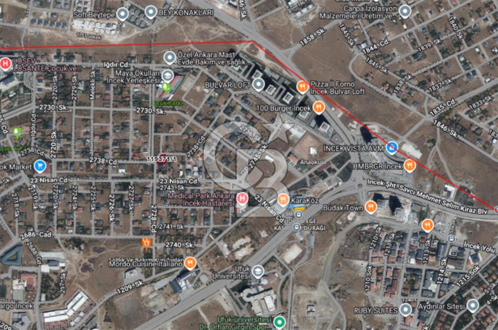 İNCEK BULVAR LOFT ARKASI KÖŞE PARSEL 603 M² SATILIK ARSA