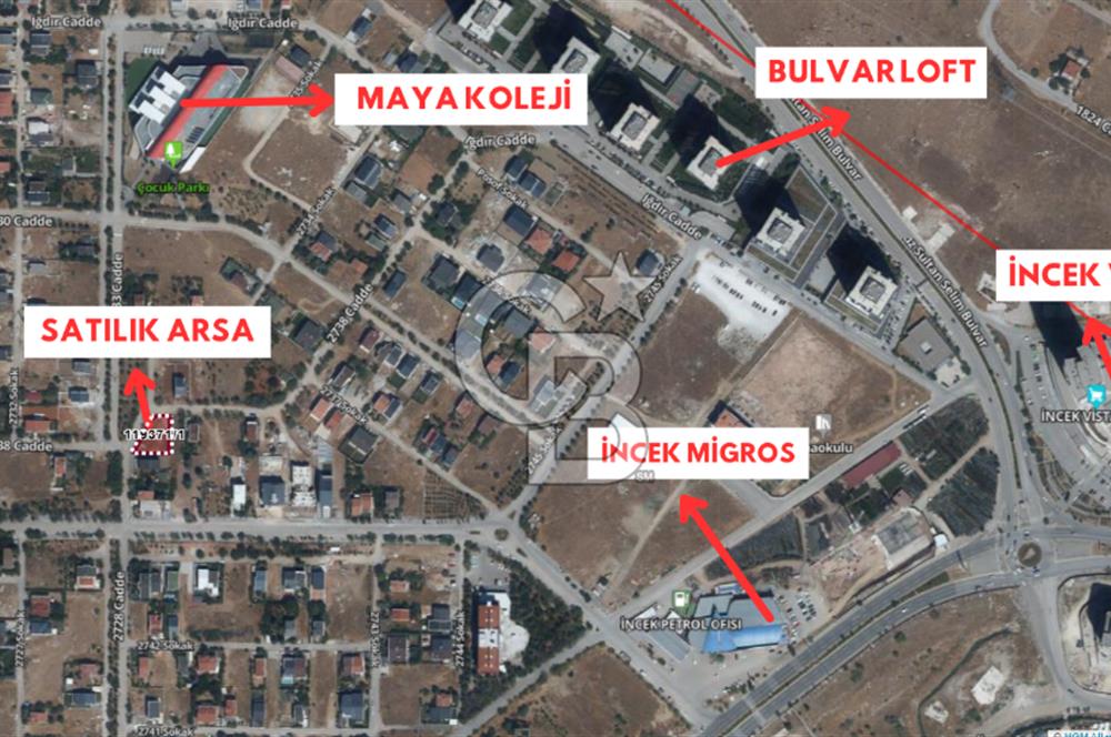 İNCEK BULVAR LOFT ARKASI KÖŞE PARSEL 603 M² SATILIK ARSA
