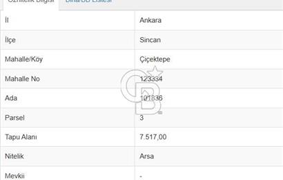 SİNCAN BÖLGESİNDE 73 m2 SATILIK ARSA 