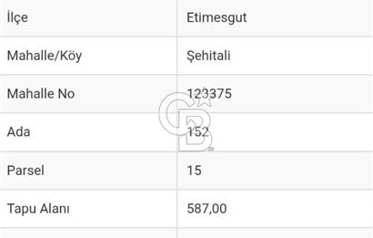 ETİMESGUT ŞEHİTALİ TEK TAPU 587 M2 VİLLA ARSASI