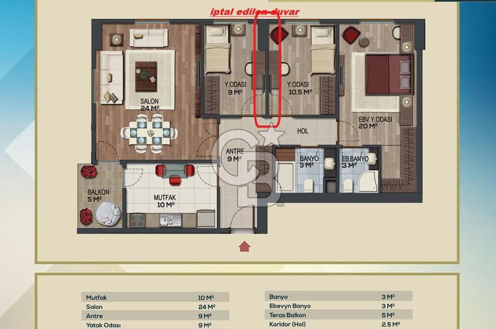 Paradise Güneşli'de, Şerefiyeli, Özel Mimari, Satılık 3+1 Daire