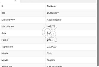 BALIKESİR DURSUNBEY AŞAĞIYAĞCILAR SATILIK TARLA - 1 - 336122