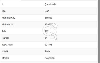 ÇANAKKALE ÇAN EMEŞE KÖYÜ SATILIK BİGA ÇAN YOLU KÖY CİVARI
