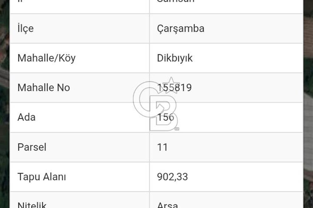 ÇARŞAMBA DİKBIYIK ANAYOLA YAKIN 4 KAT İMARLI PARSEL