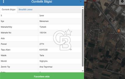 İZMİR MENEMEN TÜRKELLİDE 5200 M2 SATILIK TARLA