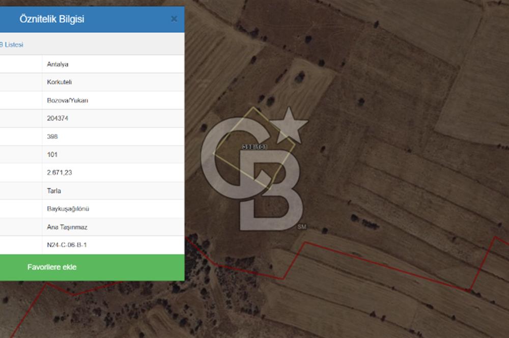 korkuteli bozova da satılık  tarla 
