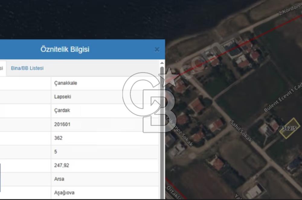 ÇANAKKALE LAPSEKİ ÇARDAK DENİZE 130 M İMARLI 247 M2 SATILIK ARSA