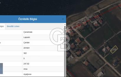 ÇANAKKALE LAPSEKİ ÇARDAK DENİZE 130 M İMARLI 247 M2 SATILIK ARSA