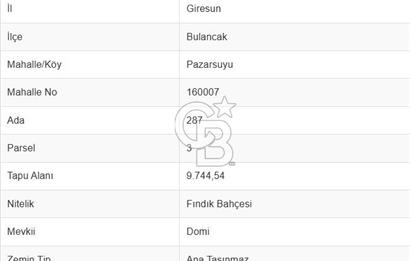  BULANCAK PAZARSUYU SANAYİ BÖLGESİNDE YOLA CEPHELİ TİCARİ  IMARLI ARSA