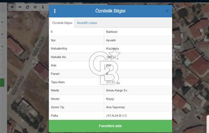Ayvalık Küçükköy de 207m2 Ticari ve Konut İmarlı Arsa