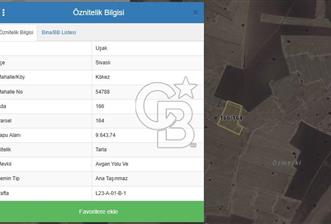 UŞAK SİVASLI KÖKEZ KÖYÜNDE 9.643 M2 SATILIK TARLA CB PH - 3 - 336971