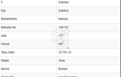 CB'DAN ÇATALCA NAKKAŞ, 403M2, MERKEZİ, HAVAALANINA YAKIN ARAZİ