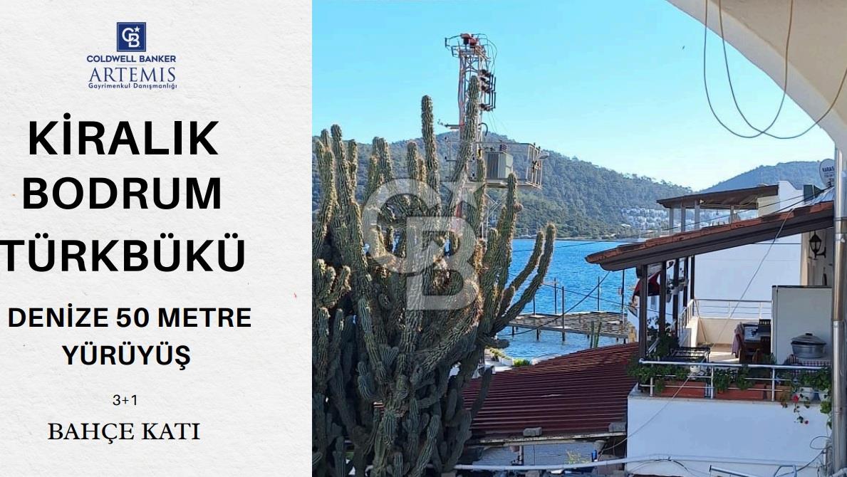 Sezonluk Kiralık Bodrum Türkbükü Denize 50 mt. Yakınlıkta 3+1-Alt Kat