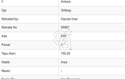 GÖLBAŞI HACILAR'DA 750 M2 VİLLA İMARLI SATILIK ARSA