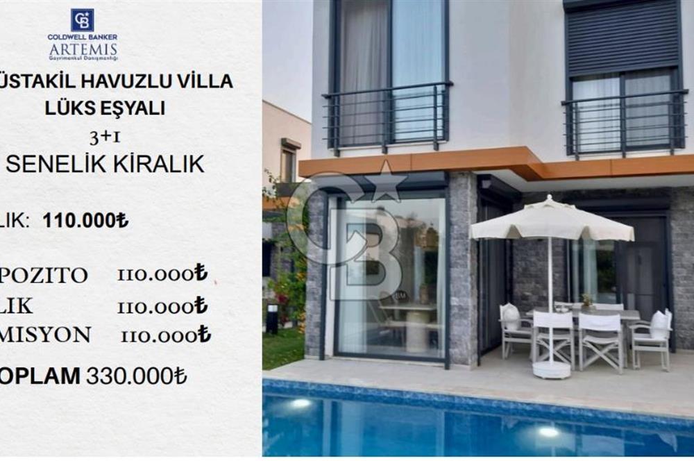 Bodrum Türkbükü Sezonluk Havuzlu Müstakil 3+1