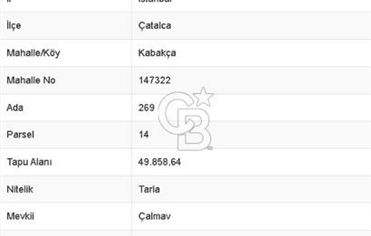 İstanbul Çatalca Kabakça'da Satılık Arsa