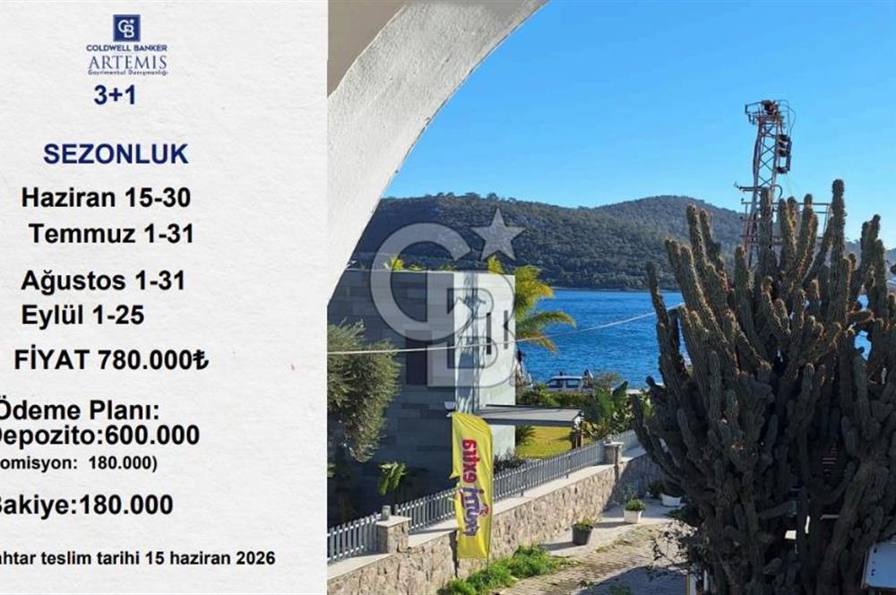 Sezonluk Kiralık Bodrum Türkbükü Denize 50 mt. Yakınlıkta 3+1 Üst Kat