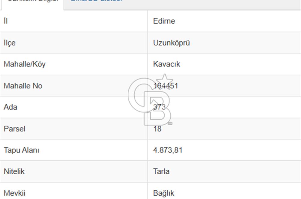 Edirne Uzunköprü Kavacıkta Yola Cephe 4.873 M2 Satılık Tarla