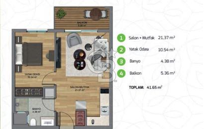 Park Yaşam Atlantis Havuz & Peyzaj Satılık 1+1 52 m² Daire