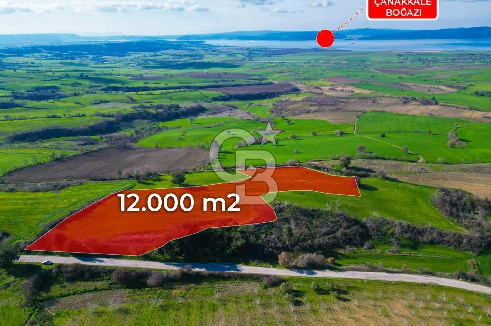 ÇANAKKALE KEMEL KÖYÜNDE BOĞAZ MANZARALI SATILIK 12 DÖNÜM TARLA