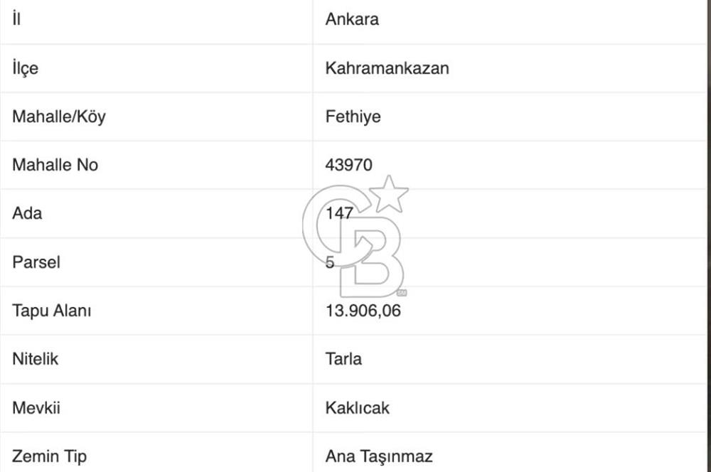 Kazan Fethiye'de Tai ve Lojistik Üssüne Komşu Yatırımlık Tarla
