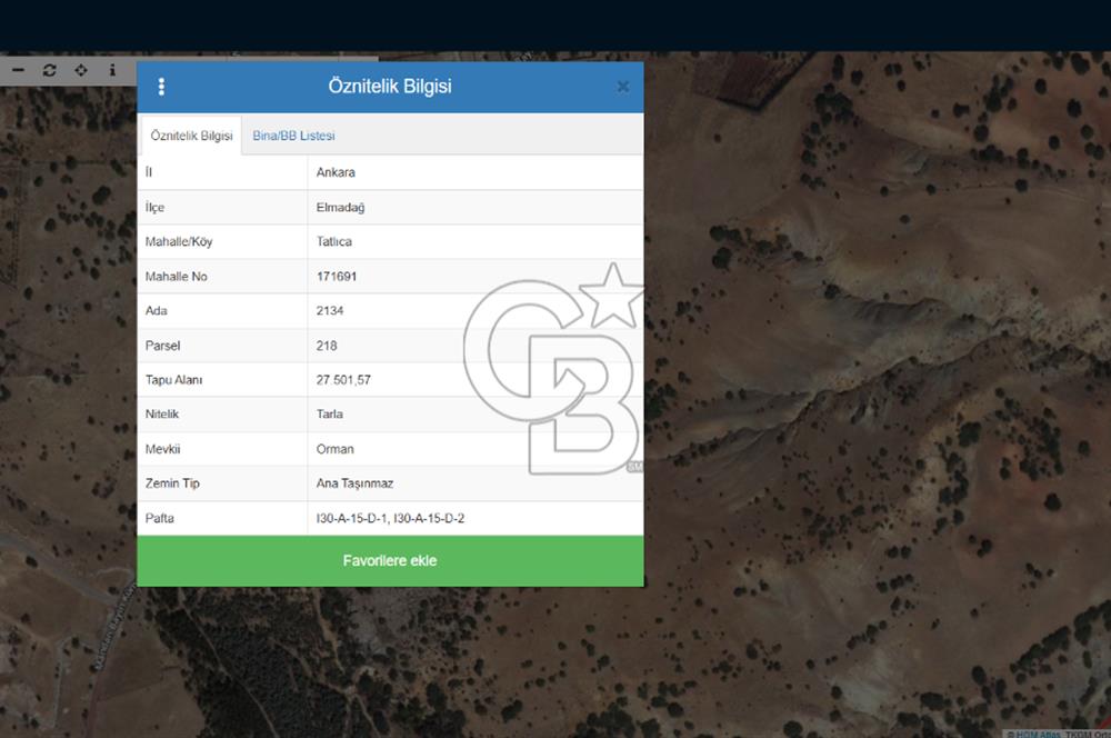 ELMADAĞ TATLICA'DA SATILIK 27.500 m2 TARLA