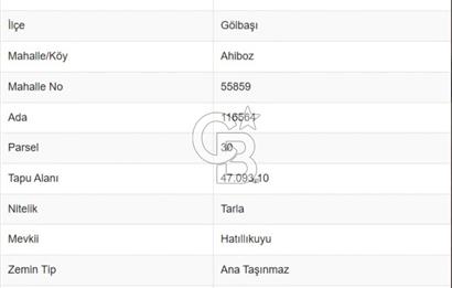 GÖLBAŞI İLÇESİ AHİBOZ MAH. SATILIK TARLA