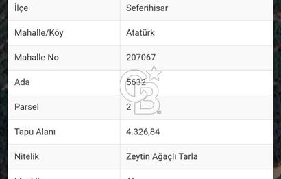 Seferihisar Atatürk Mahallesinde Doğanın Kalbinde Satılık Tarla