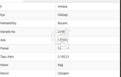 GÖLBAŞI BOYALIKTA 3150M² SATILIK ARSA