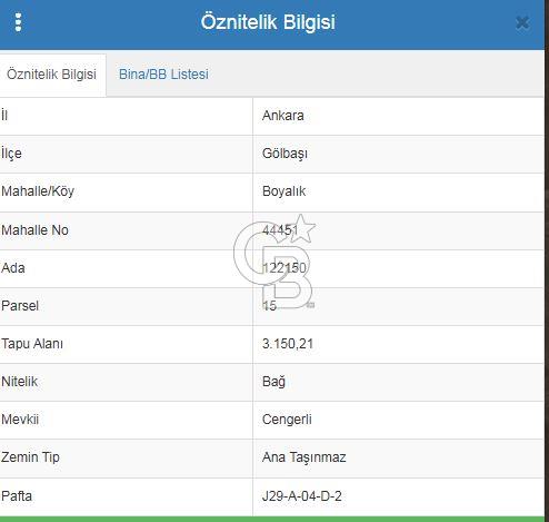 GÖLBAŞI BOYALIKTA 3150M² SATILIK ARSA