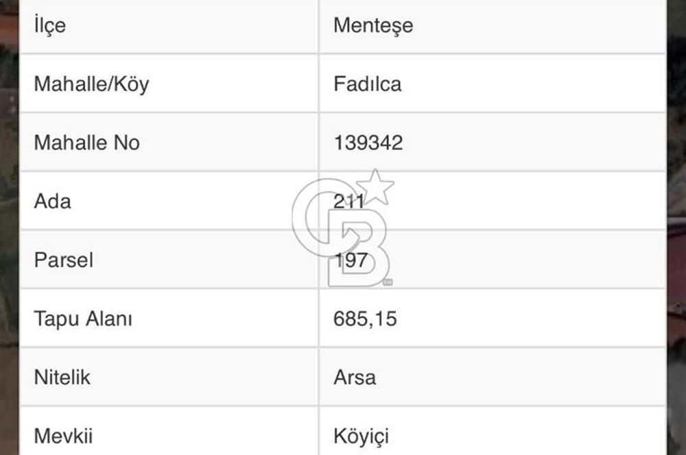 MUĞLA MENTEŞE FADILCA’DA 685 m² KÖYİÇİ İMARLI SATILIK ARSA