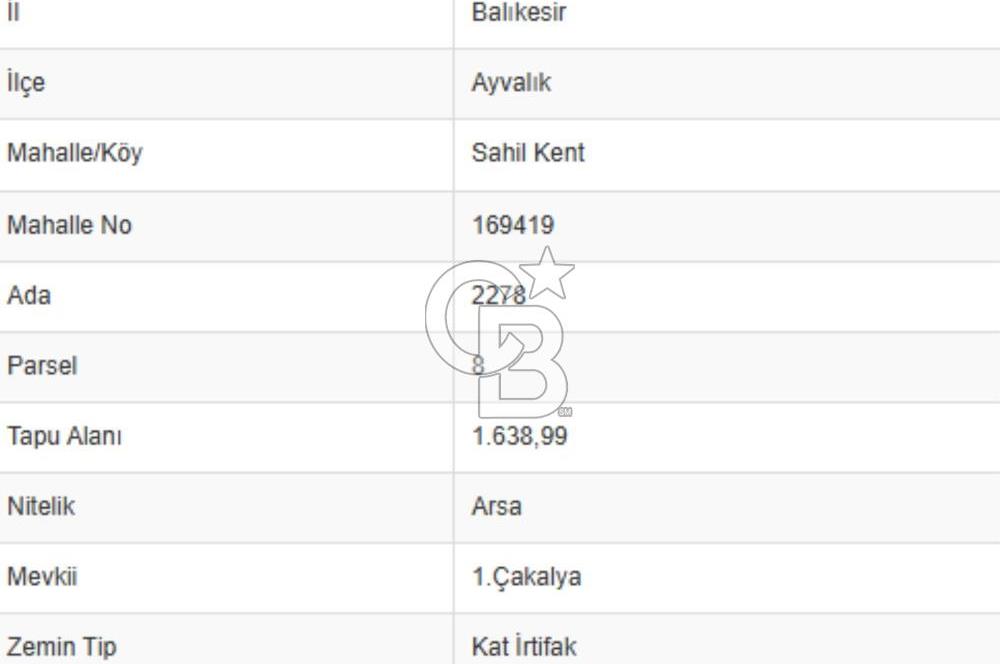AYVALIK SAHİLKENTTE 2 KAT VİLLA İMARLI 273 m² MÜSTAKİL PARSEL