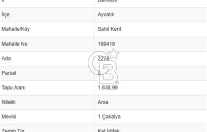 AYVALIK SAHİLKENTTE 2 KAT VİLLA İMARLI 273 m² MÜSTAKİL PARSEL