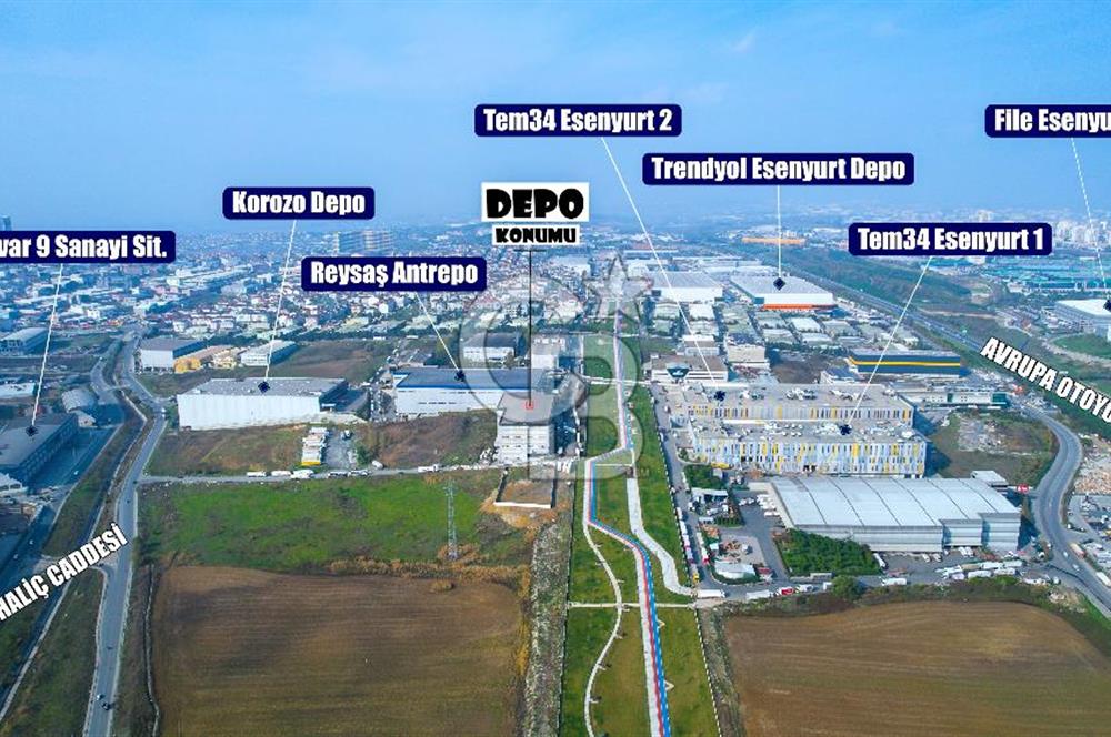 ESENYURT KIRAÇ'TA KİRALIK LOJİSTİK DEPO 4 TIR RAMPASI