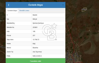 Mardin Midyat Şenköy'de 12.708 m2 lik Yatırımlık Bağ
