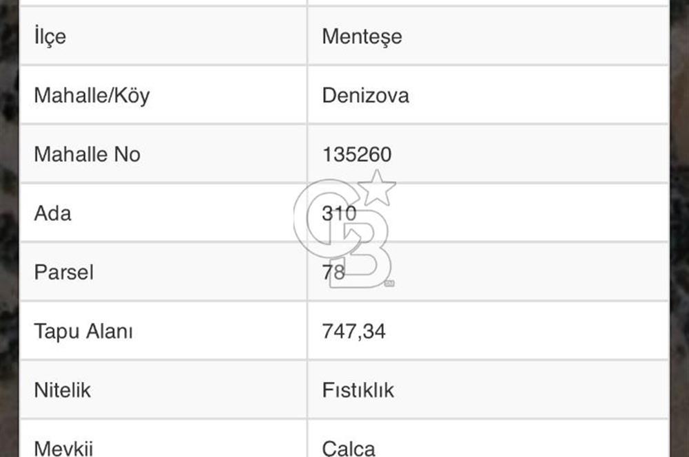 Muğla Menteşe Denizova'da  747m2 Satılık Tarla 