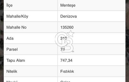 Muğla Menteşe Denizova'da  747m2 Satılık Tarla 