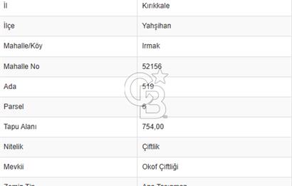 KIRIKKALE YAHŞİHAN IRMAK KÖYÜNDE SATILIK ARSA