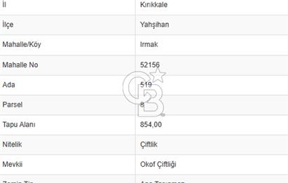 KIRIKKALE YAHŞİHAN IRMAK KÖYÜNDE SATILIK ARSA