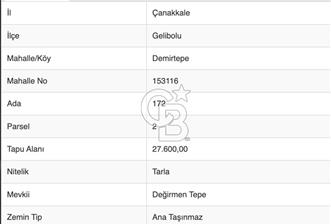 Çanakkale,Gelibolu,Demirtepe köyünde 434,63 m2 tarla - 1 - 339376