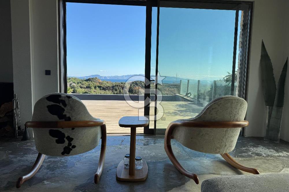 Datça Kızlan'da Satılık Özel Tasarım Havuzlu Taş Mimarili Villa