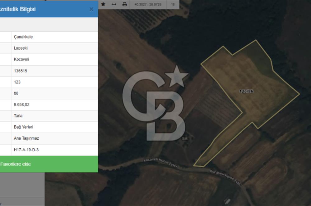 Lapseki Kocaveli'de Boğaz Manzaralı 9.650m² Satılık Arazi