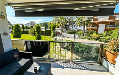 Kuşadası Marina’da 140 m² 2+1 Köşe Bahçe Katı Daire | Eşyalı | Kapalı Mutfak | Havuzlu Site