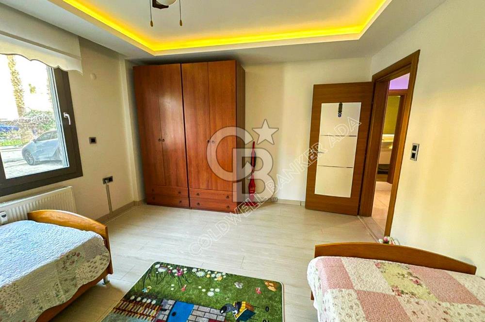 Kuşadası Marina’da 140 m² 2+1 Köşe Bahçe Katı Daire | Eşyalı | Kapalı Mutfak | Havuzlu Site