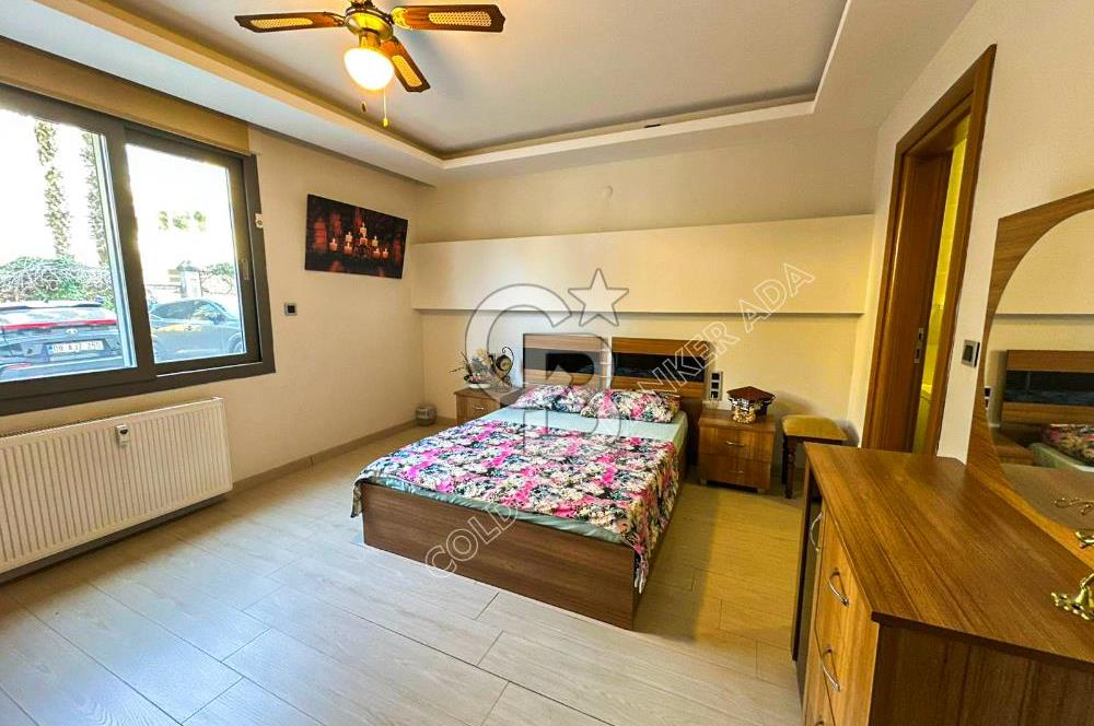 Kuşadası Marina’da 140 m² 2+1 Köşe Bahçe Katı Daire | Eşyalı | Kapalı Mutfak | Havuzlu Site