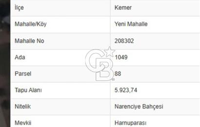 ANTALYA KEMER'DE 1000M2'LİK HİSSELİ SATILIK BAHÇE