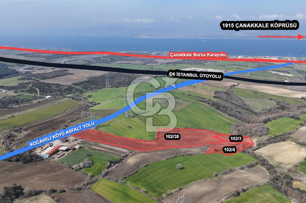 Lapseki Kocavelide Köprü Manzaralı, 24.000 m2 Satılık Tarla